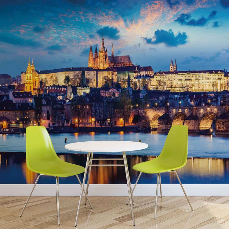 Prague City River Wall Paper Mural Buy at EuroPosters