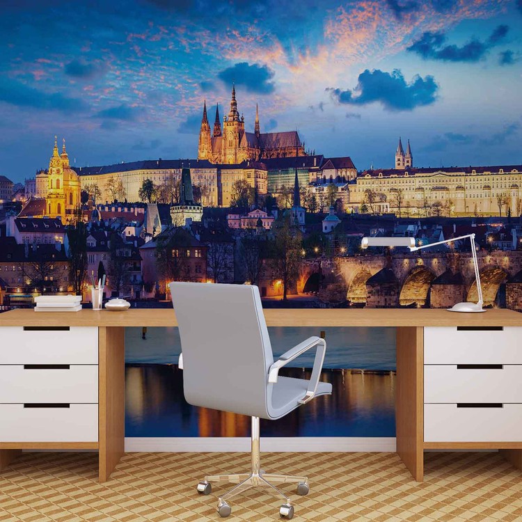 Prague City River Wall Paper Mural Buy at EuroPosters