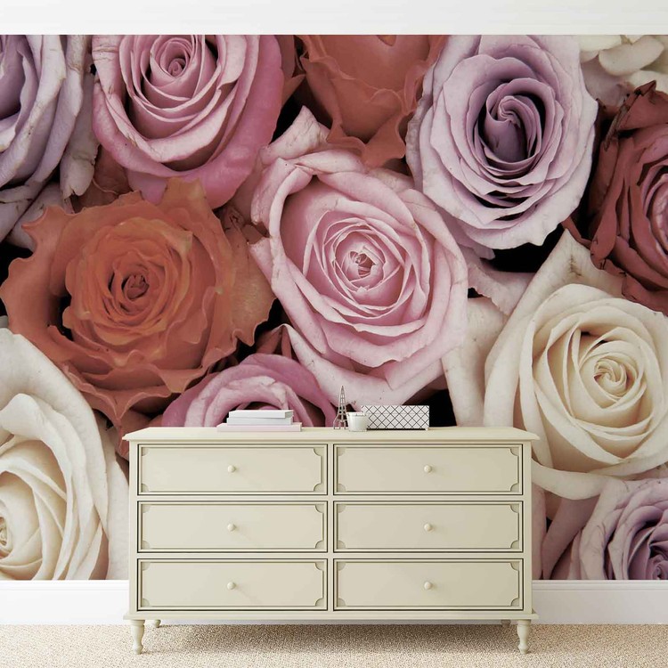 Roses Flowers Pink Purple Red Wall Paper Mural Buy At Europosters