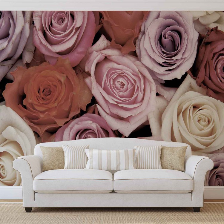 Roses Flowers Pink Purple Red Wallpaper Mural