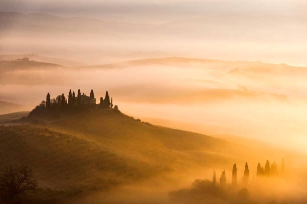 Wall Mural Scenic Tuscany landscape at sunrise, Val