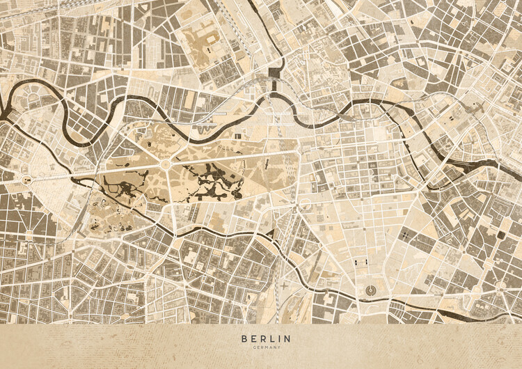 Wallpaper Mural Sepia vintage map of Berlin