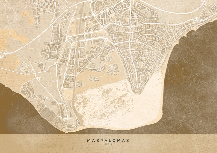 Wallpaper Mural Sepia vintage map of Maspalomas