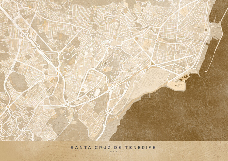 Wallpaper Mural Sepia vintage map of Santa Cruz de Tenerife