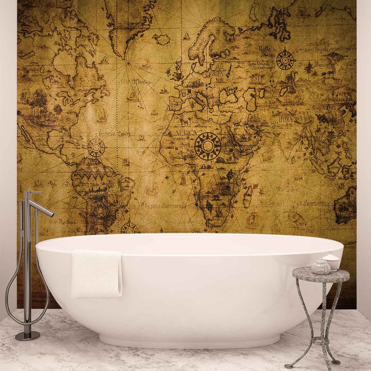 Sepia World Map Vintage Wall Paper Mural | Buy at EuroPosters