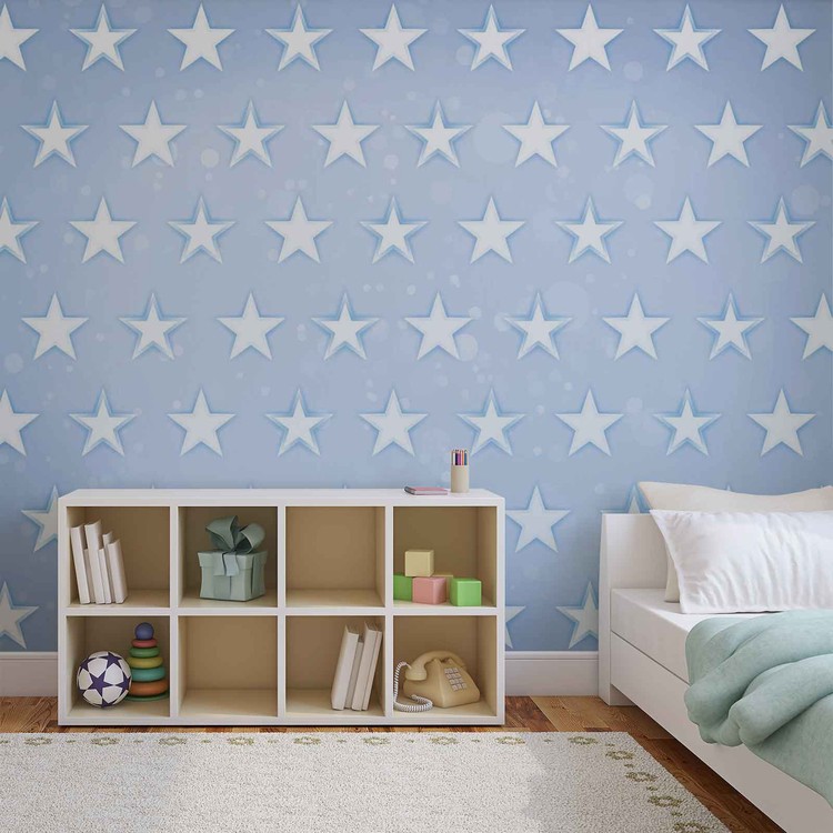 Stars Pattern Blue Wallpaper Mural