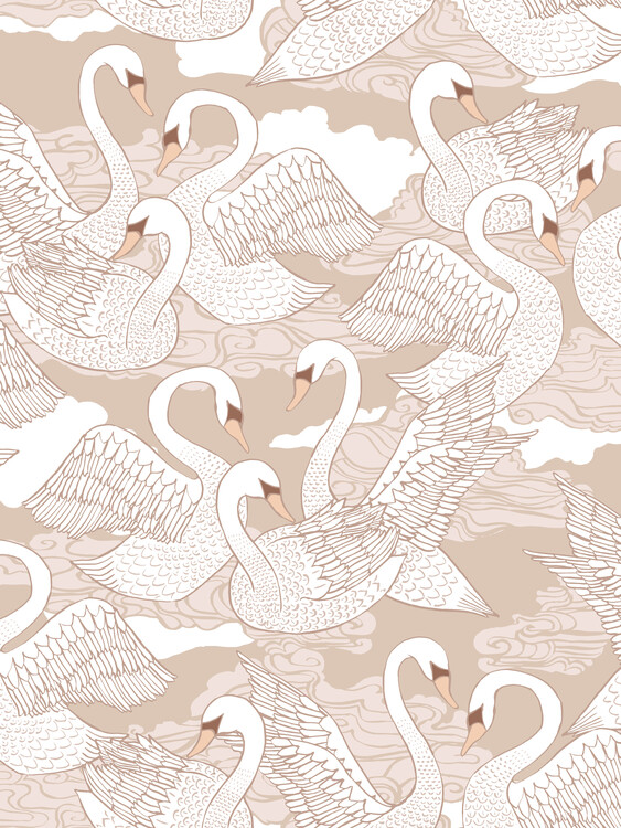 Wallpaper Mural Swans - Cotton