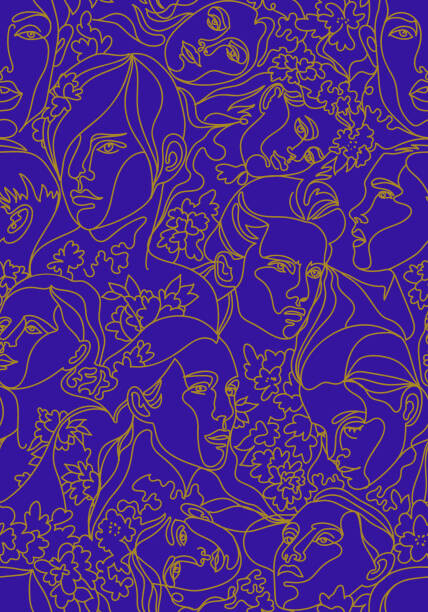 Фототапет Vector seamless pattern with people heads