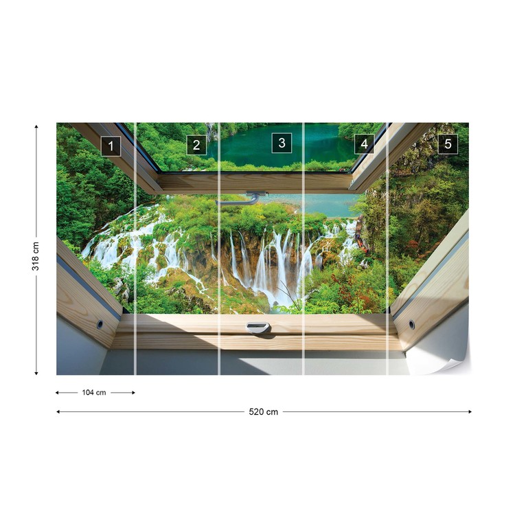 Waterfall Skylight Window View Wall Paper Mural | Buy at EuroPosters