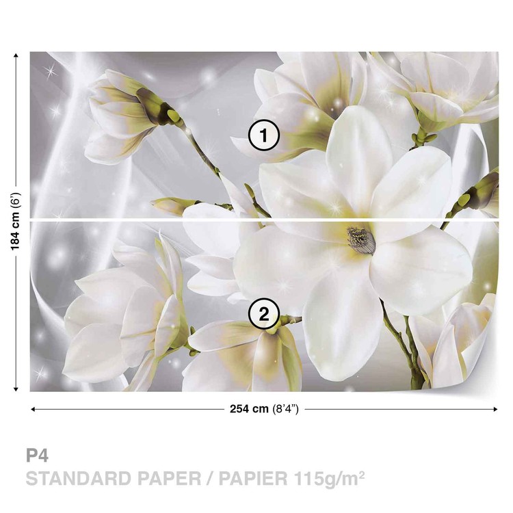 White Flowers Wall Paper Mural Buy At Europosters