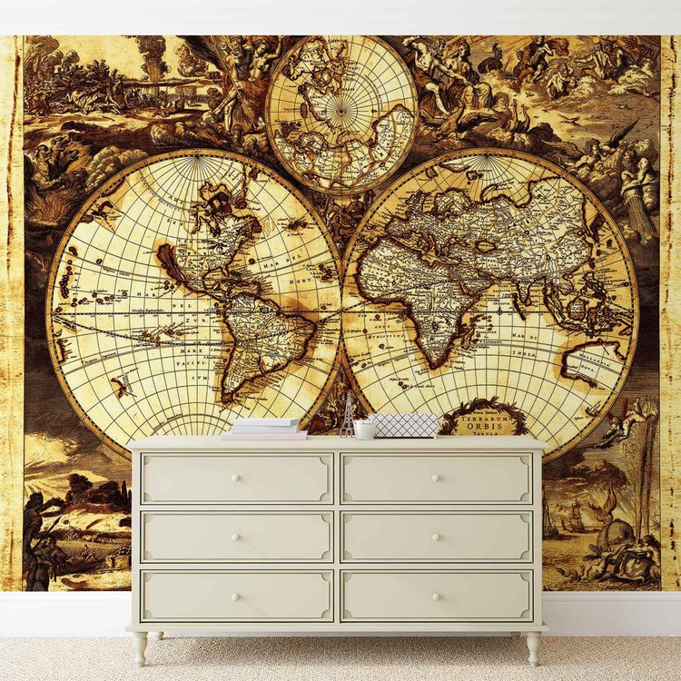 World Map Vintage Wall Paper Mural | Buy at EuroPosters
