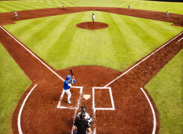 Sticker Wide shot batter preparing to hit