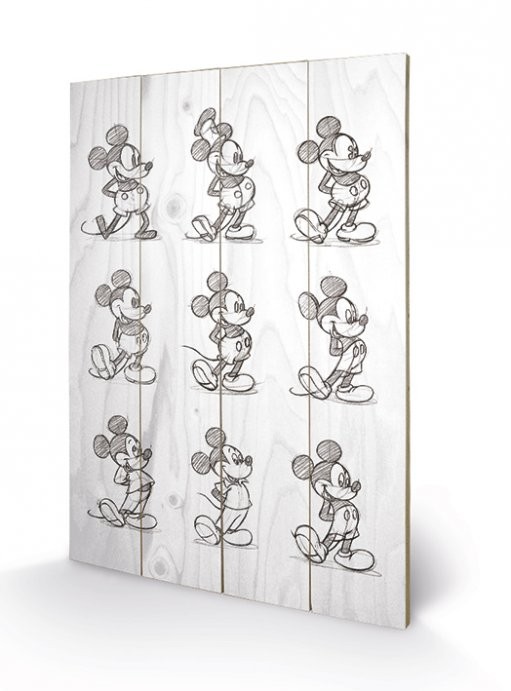 Mickey Mouse - Sketched - Multi Wooden Art