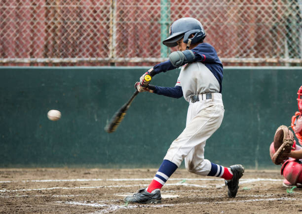 Sticker Youth Baseball Players,playing game,batting