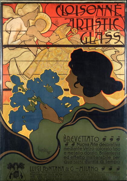 Αφίσα Advertising poster for Cloisonne Glass, with a nativity scene, 1899