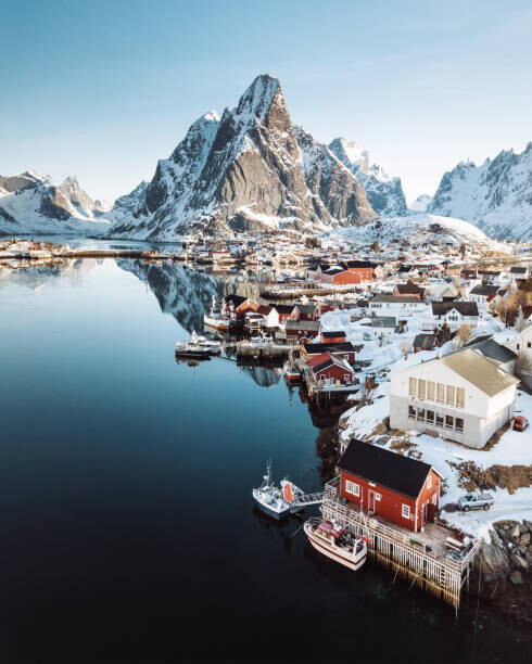 Αφίσα aerial view of Reine in Norway