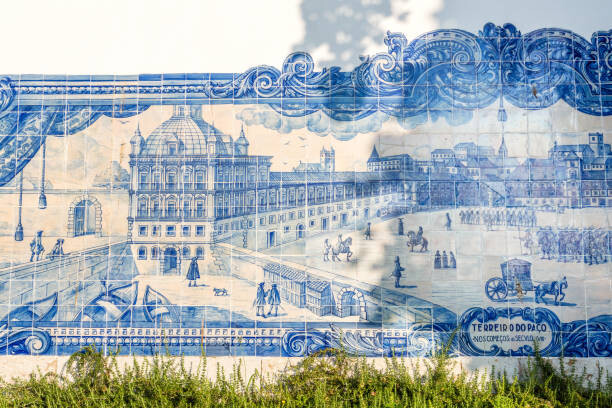 Αφίσα Blue tiles on a wall in old town of Lisbon