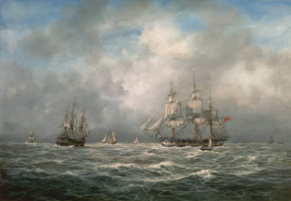 Αφίσα Frigate hove-to, Awaiting a Pilot