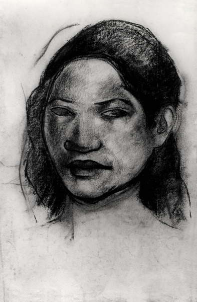 Αφίσα Head of a Tahitian (charcoal on paper)