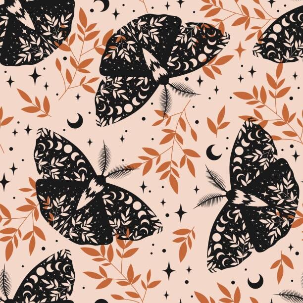 Αφίσα Seamless boho butterflies vector pattern.