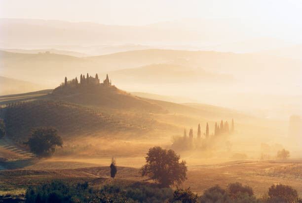 Αφίσα Typical Tuscany landscape with farmhouse in