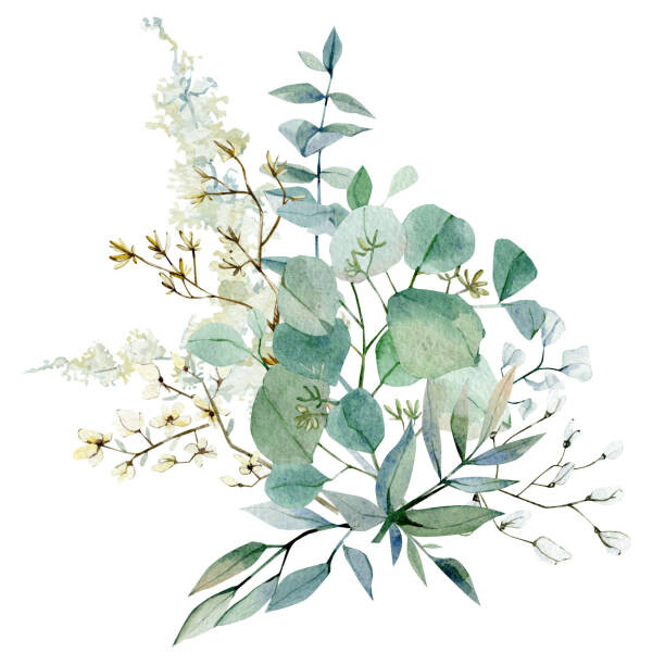 Αφίσα Watercolor winter bouquet. Fall floral eucalyptus