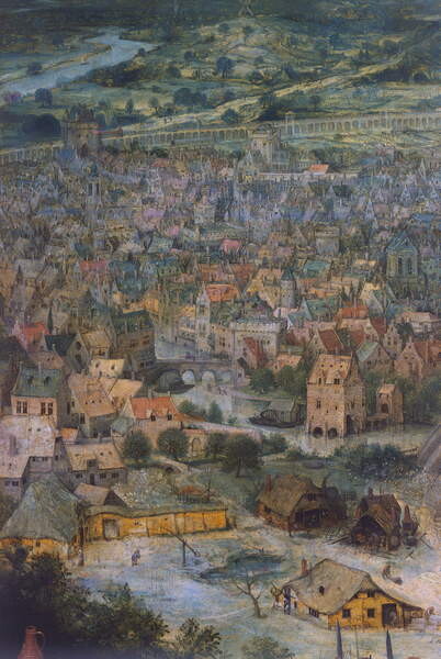 Εκτύπωση καμβά City, detail from The Tower of Babel, 1563