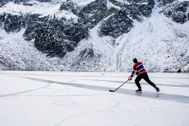 Εκτύπωση καμβά Unrecognizable hockey player ice skating on