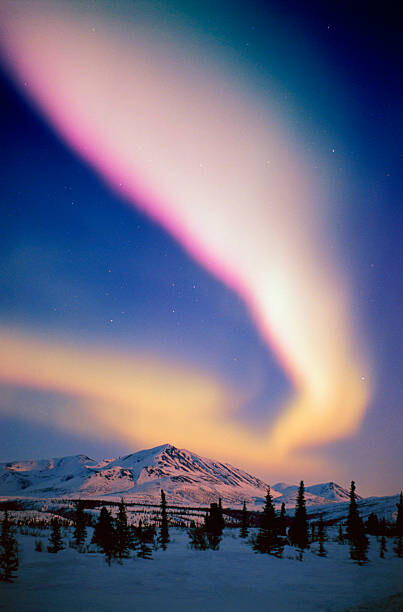 Плакат USA, Alaska, Alaskan Range, Aurora Borealis