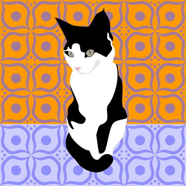 Картината върху платно Cat on Morrocan Tiles