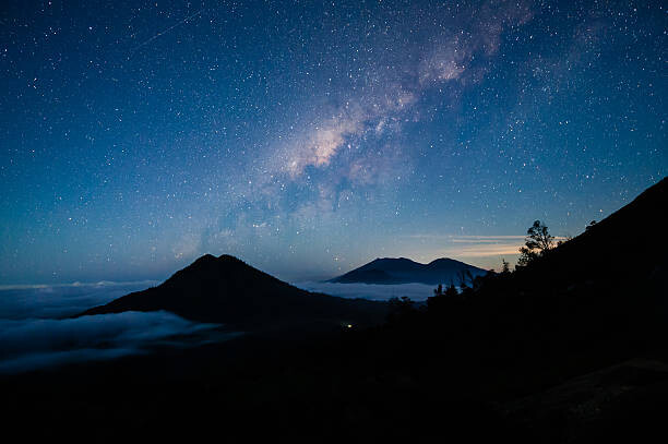 Картината върху платно Milky way over Mount Merapi, Indonesia
