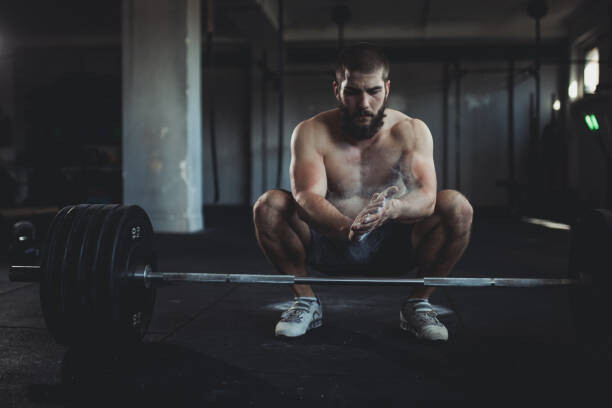 Картината върху платно Weightlifting training preparation